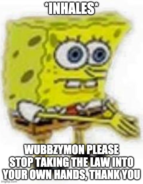 Thank you for your consideration | *INHALES*; WUBBZYMON PLEASE STOP TAKING THE LAW INTO YOUR OWN HANDS, THANK YOU | made w/ Imgflip meme maker