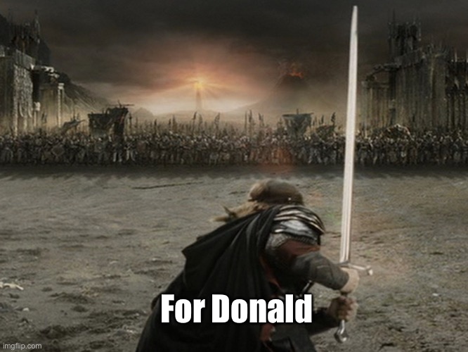 Aragorn Charge | For Donald | image tagged in aragorn charge | made w/ Imgflip meme maker