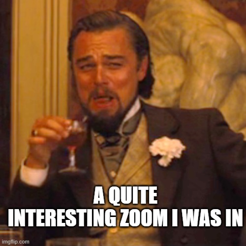 Laughing Leo | A QUITE INTERESTING ZOOM I WAS IN | image tagged in memes,laughing leo | made w/ Imgflip meme maker