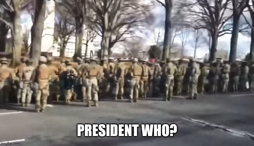 President Who? | PRESIDENT WHO? | image tagged in election fraud,joe biden,not my president,military,kamala harris,insurrection | made w/ Imgflip meme maker