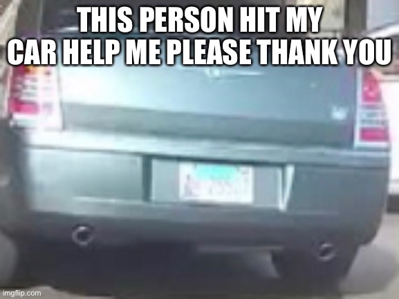 Help | THIS PERSON HIT MY CAR HELP ME PLEASE THANK YOU | image tagged in please | made w/ Imgflip meme maker