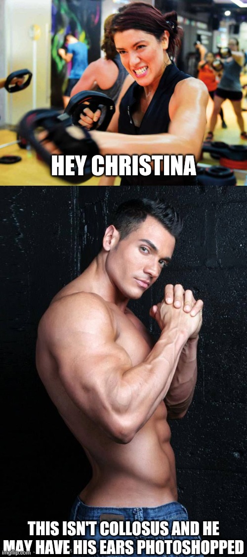 For christina | HEY CHRISTINA; THIS ISN'T COLLOSUS AND HE MAY HAVE HIS EARS PHOTOSHOPPED | image tagged in memes | made w/ Imgflip meme maker