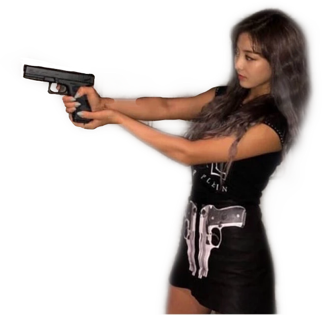 High Quality Jihyo with a gun Blank Meme Template