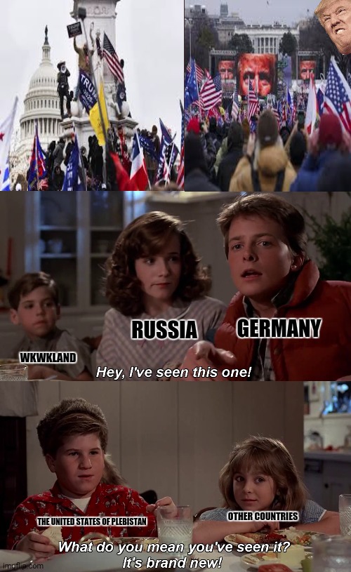 What do you mean you have seen it, it is brand new | GERMANY; RUSSIA; WKWKLAND; OTHER COUNTRIES; THE UNITED STATES OF PLEBISTAN | image tagged in memes,new normal,riots | made w/ Imgflip meme maker