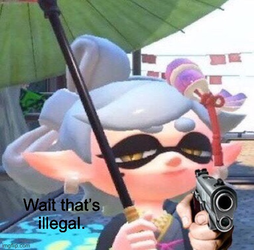 Marie with a gun | Wait that’s illegal. | image tagged in marie with a gun | made w/ Imgflip meme maker