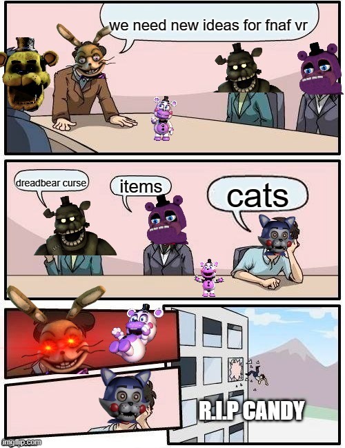 fnaf vr in development | image tagged in boardroom meeting suggestion,memes,fnaf | made w/ Imgflip meme maker