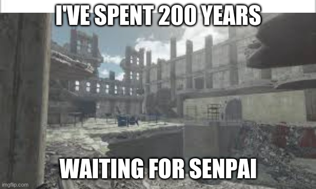 200 years later | I'VE SPENT 200 YEARS; WAITING FOR SENPAI | image tagged in fallout 3,anime | made w/ Imgflip meme maker