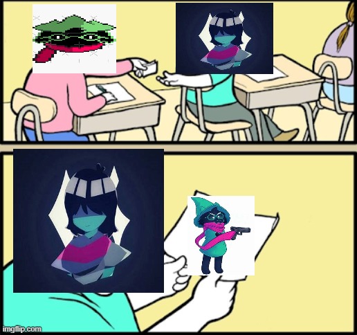 Notes in class meme template | image tagged in notes in class meme template,ralsei,kris,deltarune | made w/ Imgflip meme maker