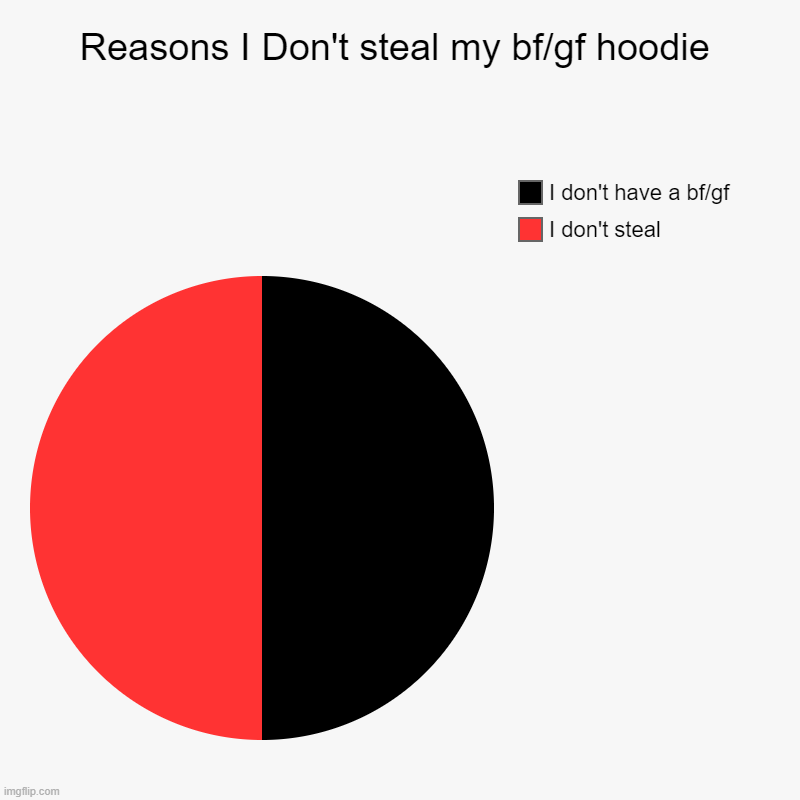 Reasons I Don't steal my bf/gf hoodie | I don't steal, I don't have a bf/gf | image tagged in charts,pie charts | made w/ Imgflip chart maker