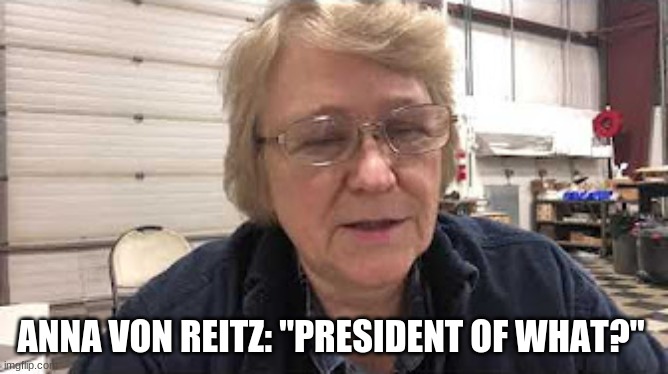 ANNA VON REITZ: "PRESIDENT OF WHAT?" | image tagged in political meme | made w/ Imgflip meme maker
