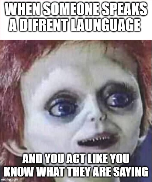 ok | WHEN SOMEONE SPEAKS A DIFRENT LAUNGUAGE; AND YOU ACT LIKE YOU KNOW WHAT THEY ARE SAYING | image tagged in ay que aburrido | made w/ Imgflip meme maker