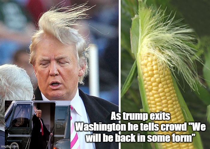 As trump exits Washington he tells crowd "We will be back in some form” | made w/ Imgflip meme maker