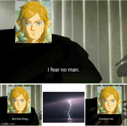 Botw link in a nutshell | image tagged in i fear no man | made w/ Imgflip meme maker