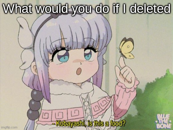 Kanna is this food? | What would you do if I deleted | image tagged in kanna is this food,i mean i might delete- | made w/ Imgflip meme maker