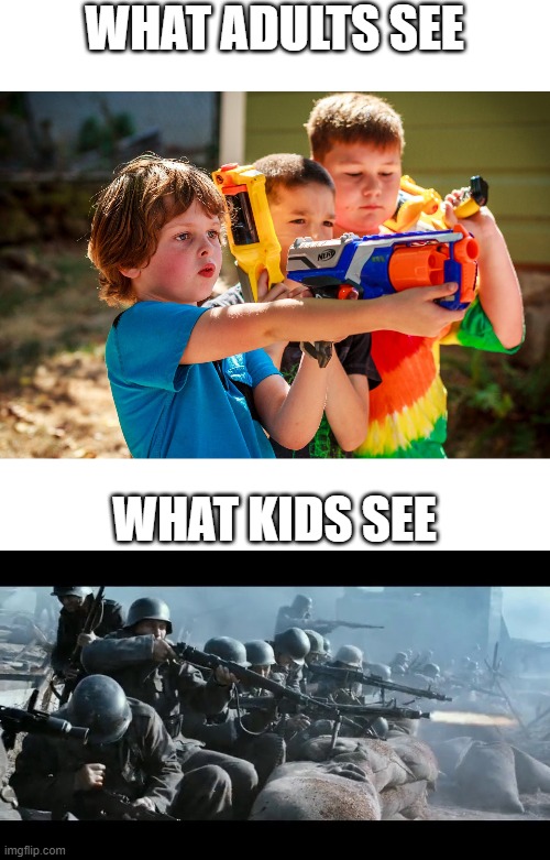 WHAT ADULTS SEE; WHAT KIDS SEE | image tagged in funny memes | made w/ Imgflip meme maker