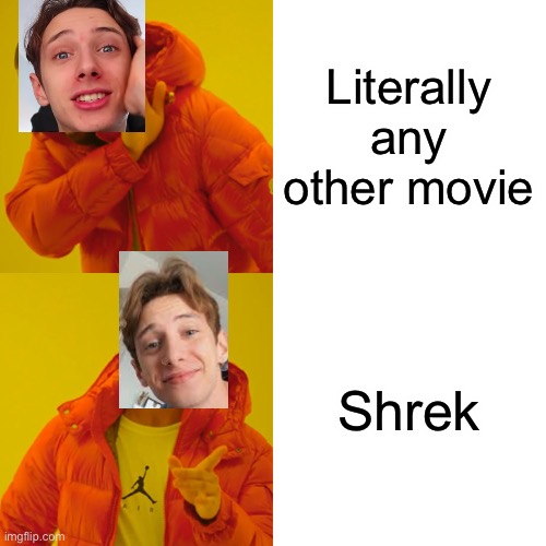 Drake Hotline Bling Meme | Literally any other movie; Shrek | image tagged in memes,drake hotline bling | made w/ Imgflip meme maker