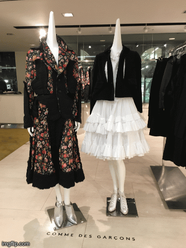 TaKe Up Space | image tagged in fashion,comme des garcons,barneys,take up space,brian einersen | made w/ Imgflip images-to-gif maker