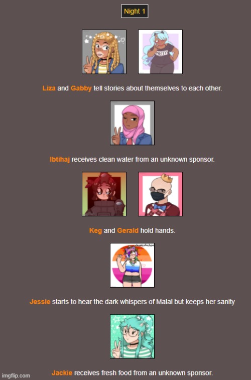 Night 1 | image tagged in hunger games | made w/ Imgflip meme maker
