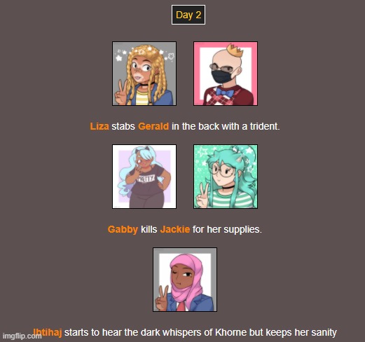 Day 2 | image tagged in hunger games | made w/ Imgflip meme maker