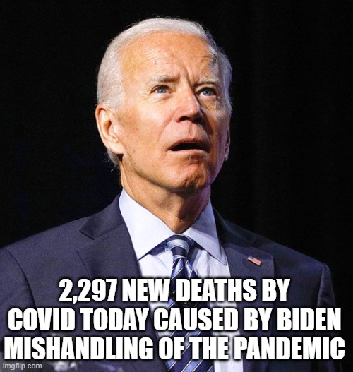 Joe Biden, Poseur Extraordinaire | 2,297 NEW DEATHS BY COVID TODAY CAUSED BY BIDEN MISHANDLING OF THE PANDEMIC | image tagged in joe biden,democrats kill,democrat hypocrisy,libtard | made w/ Imgflip meme maker