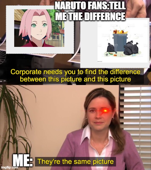 there the same picture | NARUTO FANS:TELL ME THE DIFFERNCE; ME: | image tagged in there the same picture | made w/ Imgflip meme maker