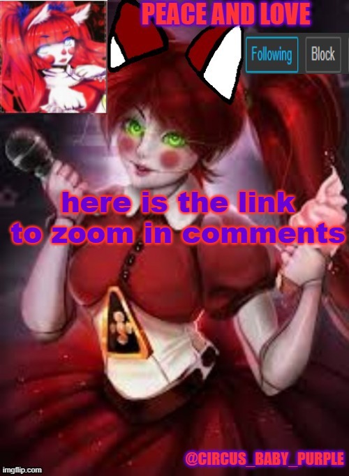 here is the link to zoom in comments | image tagged in circus baby furry style | made w/ Imgflip meme maker