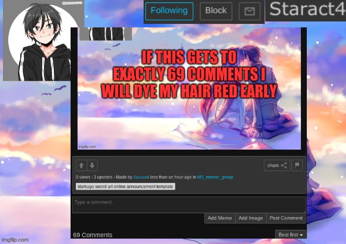 guess i'll dye my hair early. I have to wait bc i am in the middle of school | made w/ Imgflip meme maker