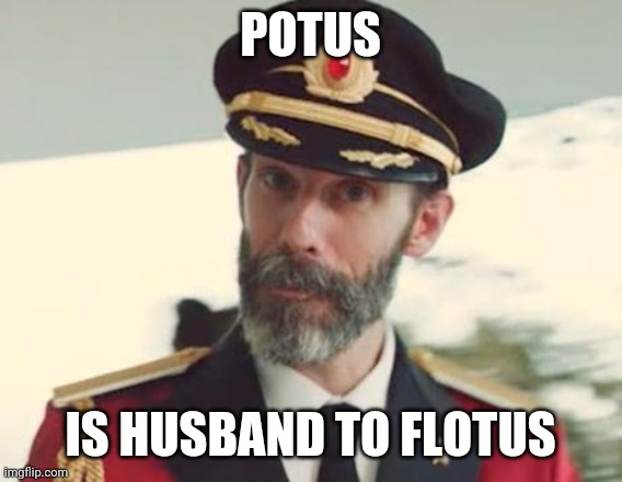 Captain Obvious | POTUS IS HUSBAND TO FLOTUS | image tagged in captain obvious | made w/ Imgflip meme maker