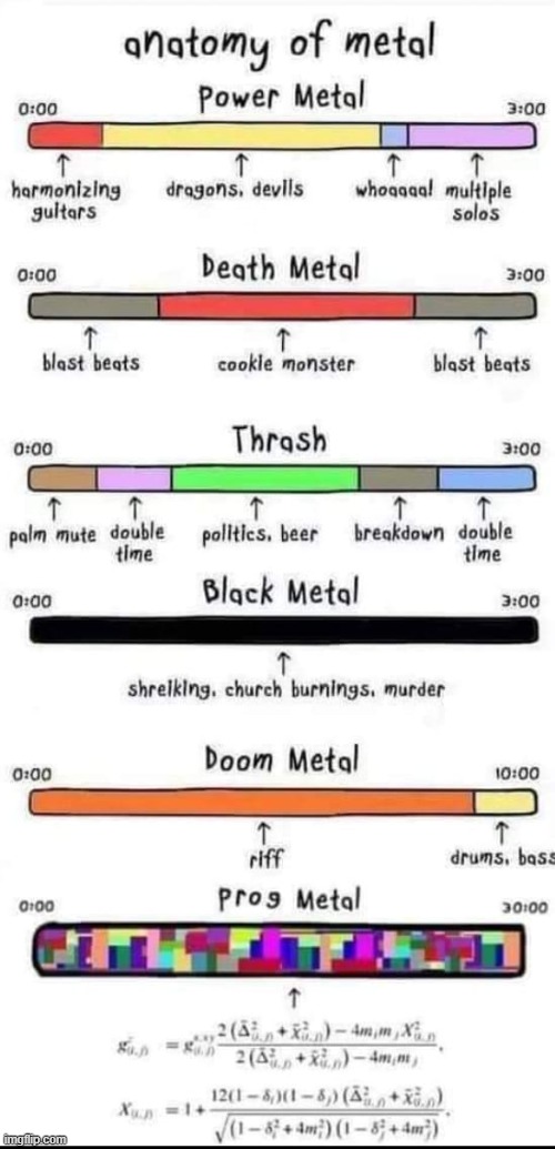 anatomy of metal (not mine) | image tagged in anatomy of metal,heavy metal,metal,black metal,death metal,repost | made w/ Imgflip meme maker