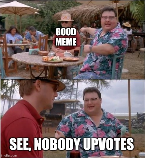 See Nobody Cares | GOOD MEME; SEE, NOBODY UPVOTES | image tagged in memes,see nobody cares | made w/ Imgflip meme maker