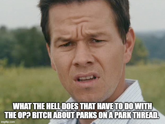 Huh  | WHAT THE HELL DOES THAT HAVE TO DO WITH THE OP? BITCH ABOUT PARKS ON A PARK THREAD. | image tagged in huh | made w/ Imgflip meme maker