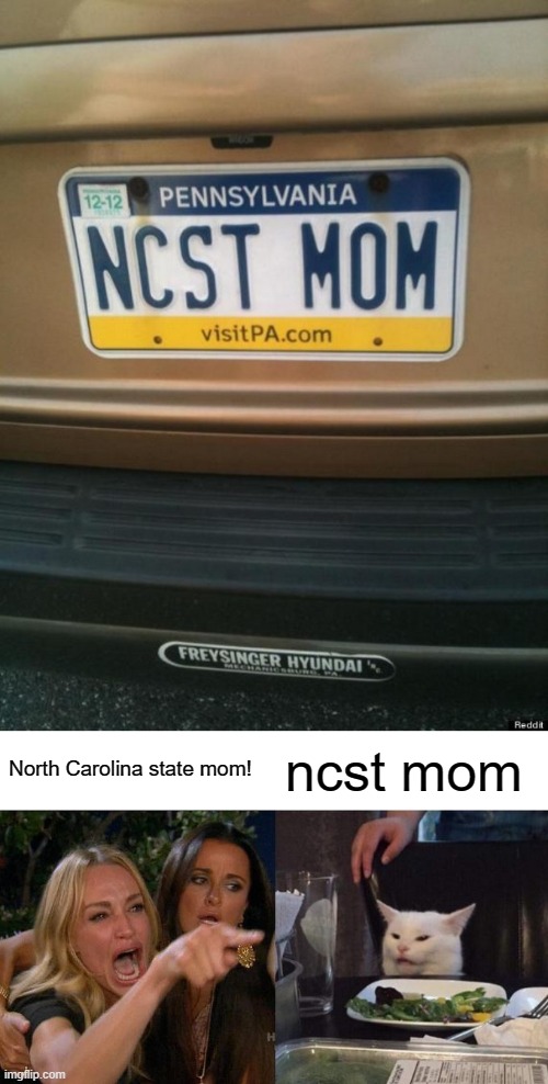 NCST MOM | North Carolina state mom! ncst mom | image tagged in memes,woman yelling at cat | made w/ Imgflip meme maker