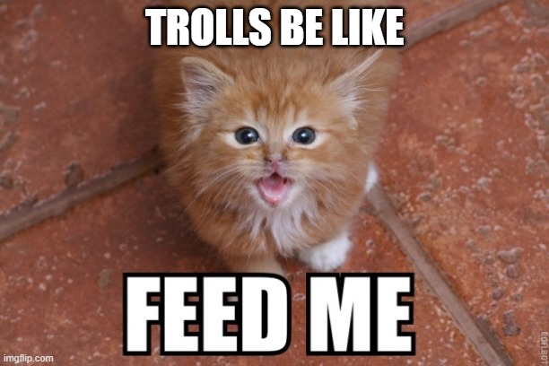 Don't feed the trolls. | TROLLS BE LIKE | image tagged in don't feed the trolls,troll,trolls,internet trolls,troll feeding,feed me | made w/ Imgflip meme maker