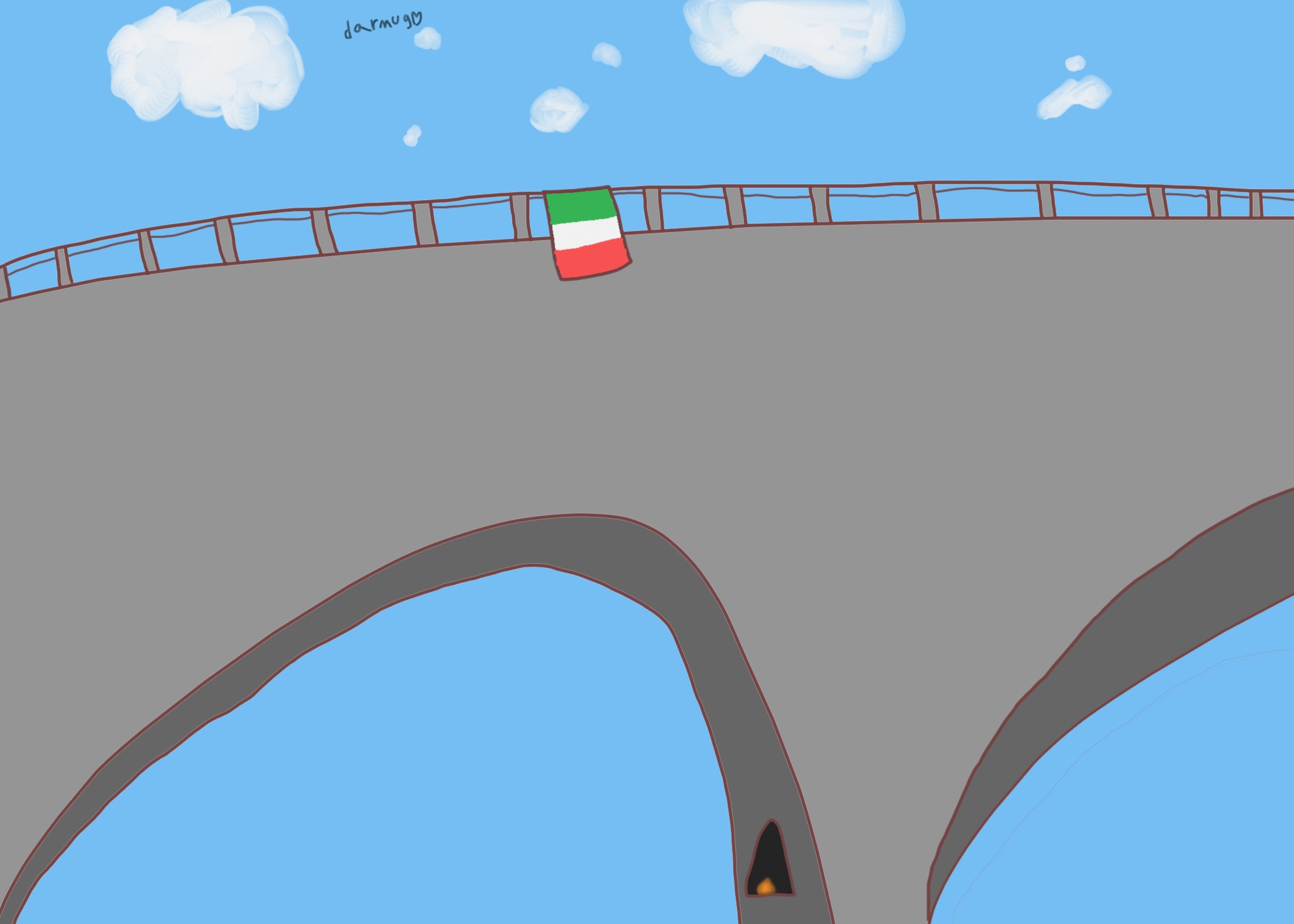 Bridge somewhere in Italy, (you can use this as a background for your device) | image tagged in drawing,italy | made w/ Imgflip meme maker