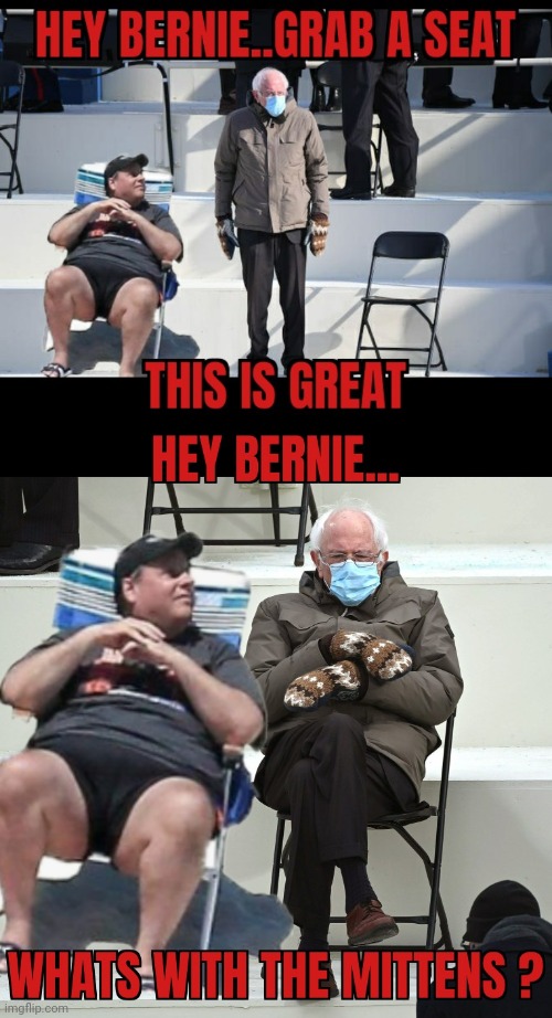 JUST ANOTHER INAUGURATION | image tagged in inauguration,bernie sanders,chris christie | made w/ Imgflip meme maker