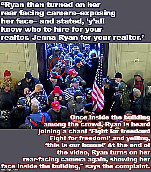 Who to not hire for your realtor. | image tagged in jenna ryan for your realtor,maga,rioters,riot,capitol hill,dumbass | made w/ Imgflip meme maker