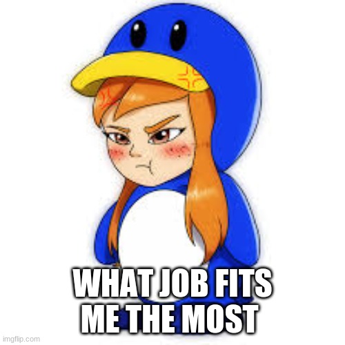 penguin meggy | WHAT JOB FITS ME THE MOST | image tagged in penguin meggy,memes | made w/ Imgflip meme maker