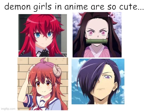 Blank White Template | demon girls in anime are so cute... | image tagged in blank white template,demons,anime,cute | made w/ Imgflip meme maker