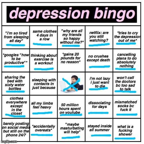 Wow | image tagged in depression bingo | made w/ Imgflip meme maker