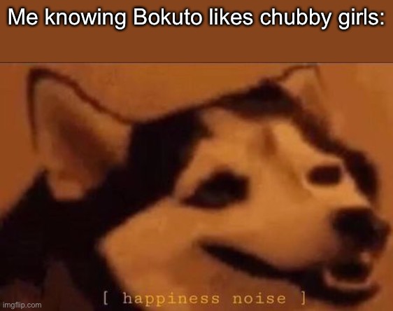 Happiness Noise | Me knowing Bokuto likes chubby girls: | image tagged in happiness noise | made w/ Imgflip meme maker