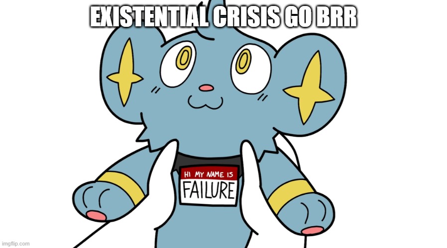 Hi my name is failure | EXISTENTIAL CRISIS GO BRR | image tagged in hi my name is failure | made w/ Imgflip meme maker