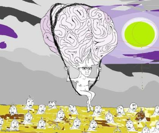 Big Brain Wojak floats over filth | image tagged in big brain wojak floats over filth | made w/ Imgflip meme maker