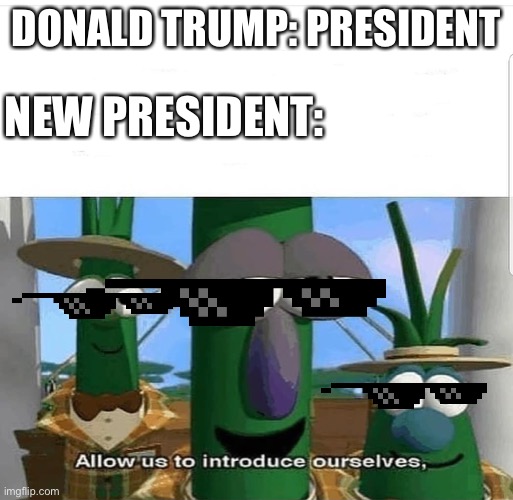 New USA president | DONALD TRUMP: PRESIDENT; NEW PRESIDENT: | image tagged in allow us to introduce ourselves | made w/ Imgflip meme maker