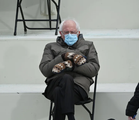 Bernie Sitting with Mittens Blank Meme Template