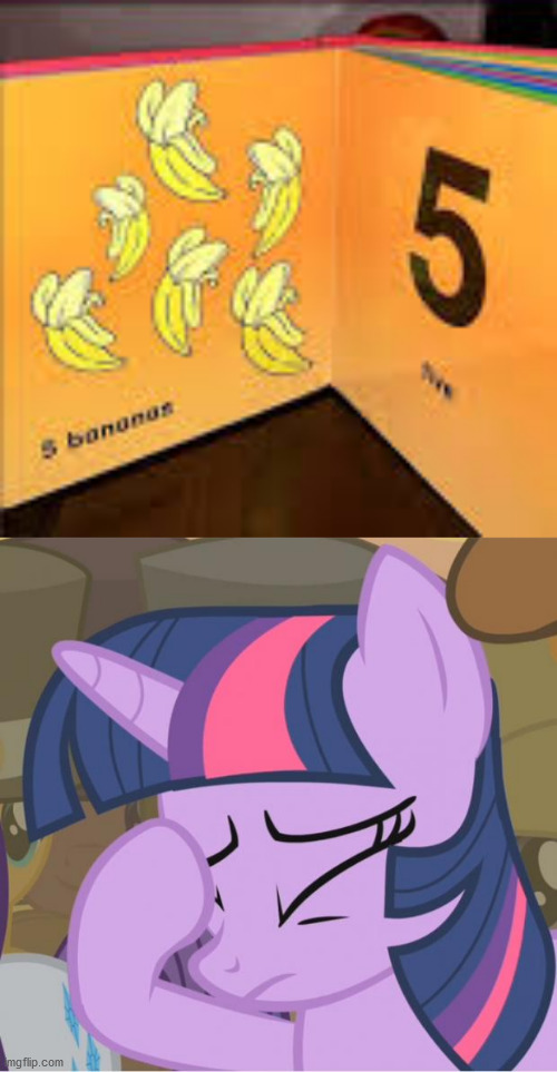 There are 6 bananas | image tagged in mlp twilight sparkle facehoof,memes,funny,you had one job,bananas | made w/ Imgflip meme maker