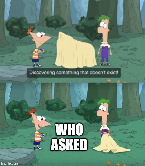 Discovering Something That Doesn’t Exist | WHO ASKED | image tagged in discovering something that doesn t exist | made w/ Imgflip meme maker