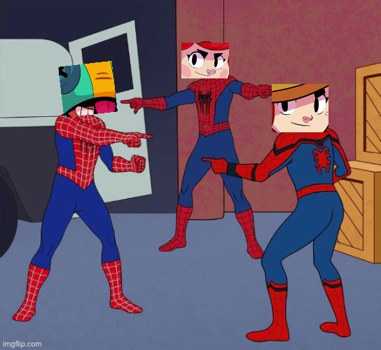 What happens when 3 brawlers have the same voice line | image tagged in spider man triple | made w/ Imgflip meme maker