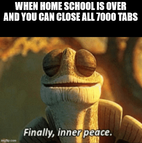 Dark mode meme | WHEN HOME SCHOOL IS OVER AND YOU CAN CLOSE ALL 7000 TABS | image tagged in finally inner peace | made w/ Imgflip meme maker