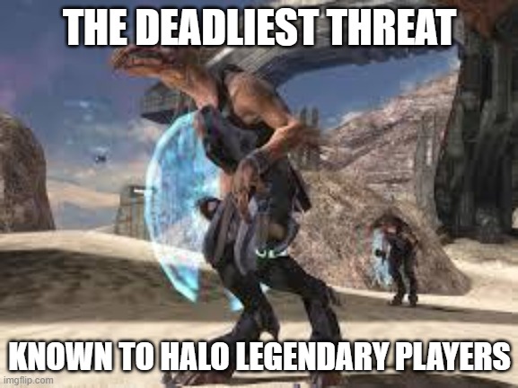 Halo meme | THE DEADLIEST THREAT; KNOWN TO HALO LEGENDARY PLAYERS | image tagged in halo meme | made w/ Imgflip meme maker