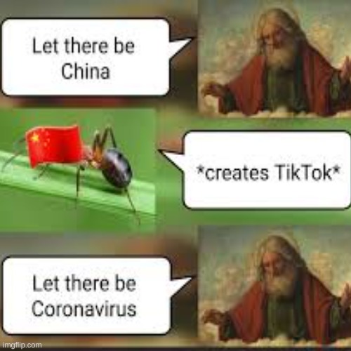 let there be covid | image tagged in tik tok sucks,god,china | made w/ Imgflip meme maker